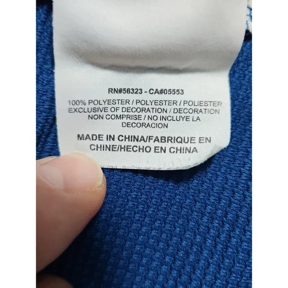 Y2K Nike Dri Fit Golf Polo Shirt Waffle Knit Blue/White Mens Large - Picture 10 of 14